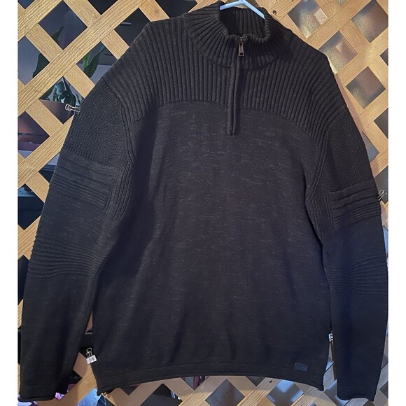OUTPOST MAKER Charcoal Black Quarter Zip Thick Cotton Sweater Men's XL - Picture 1 of 8